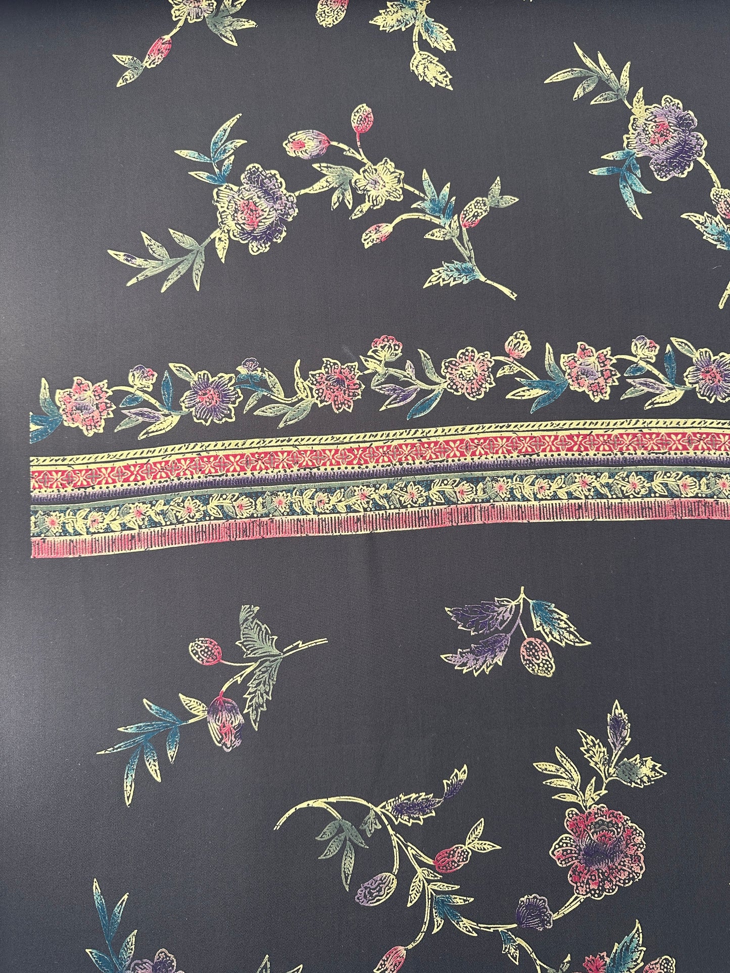Designer Deadstock Silk Chiffon, Brown Floral