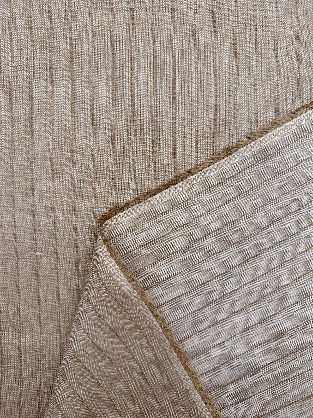 Herringbone Stripe Linen, Khaki