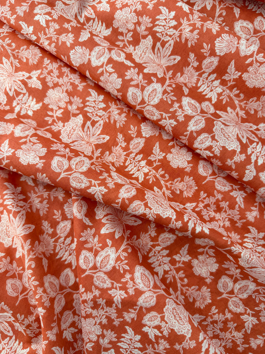Sevenberry Cotton Lawn, Scattered Floral - Apricot