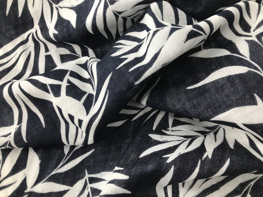 Cotton Double Gauze Tropical Leaf Print