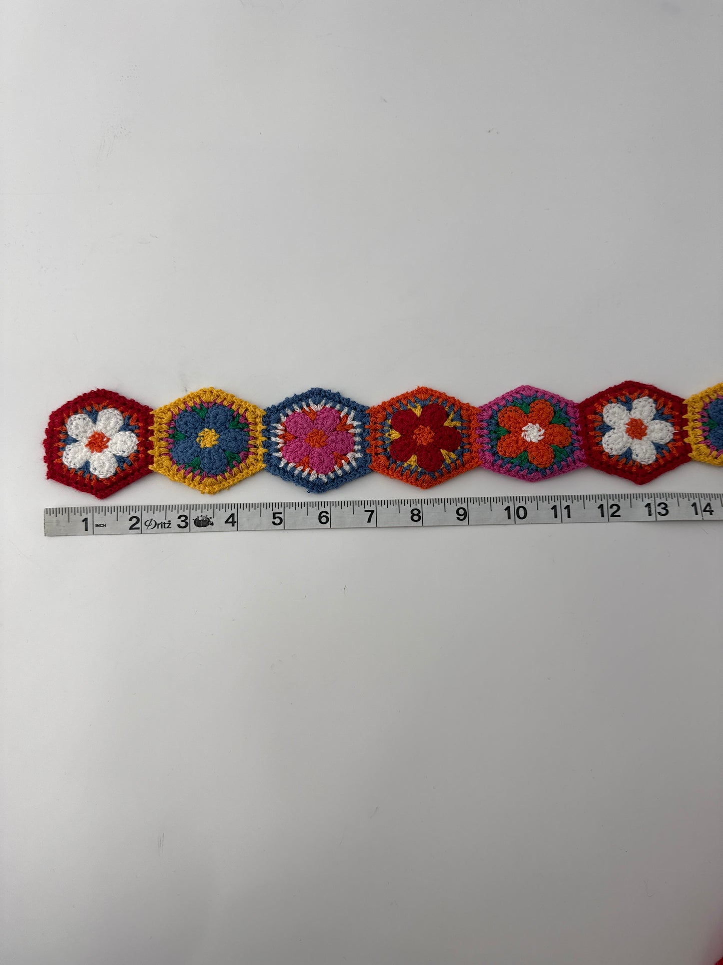 Crochet Trim, Hexagon Flowers, 2.5" height