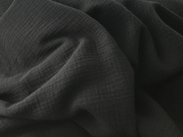 Cotton Double Gauze, Bubble Texture – Black