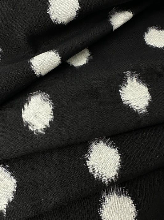 Handloom Ikat, Big Dots, Black/White