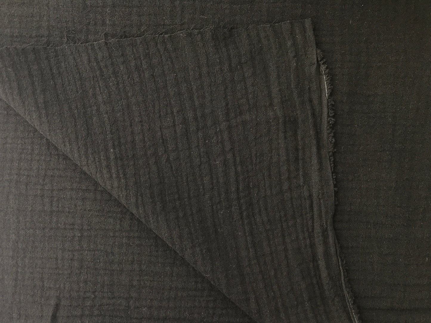 Cotton Double Gauze, Bubble Texture – Black