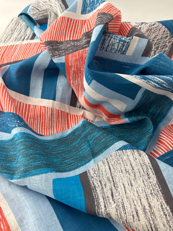 Kokka Fabrics, Linen/Cotton Sheeting, Keshiki – Blue/Yellow