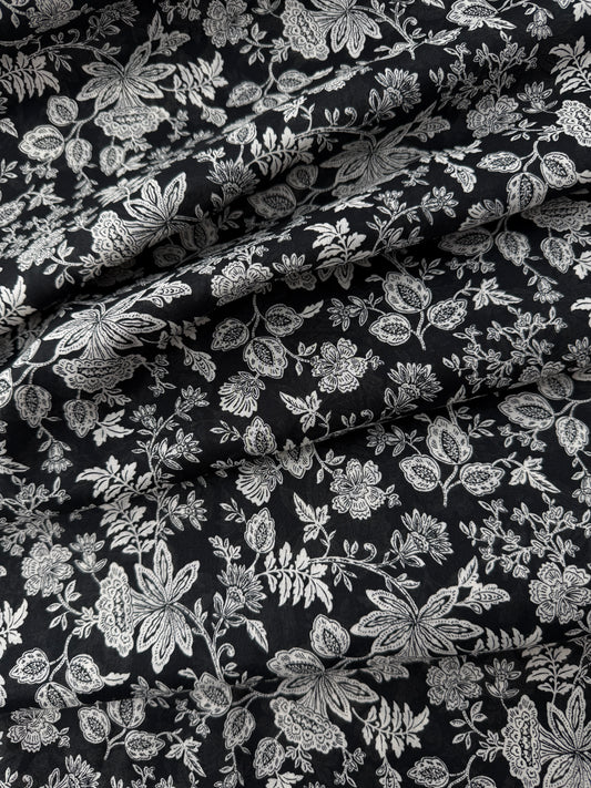 Sevenberry Cotton Lawn, Scattered Floral - Black