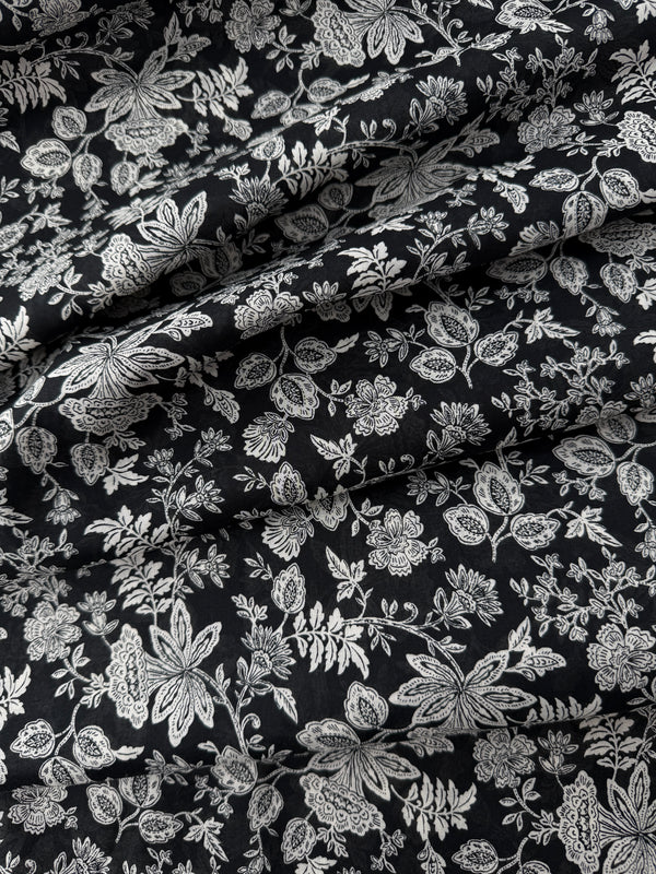 Sevenberry Cotton Lawn, Scattered Floral - Black