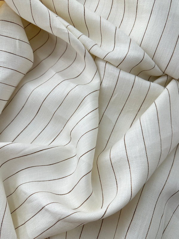 Linen Yarn Dye Skinny Stripe, Cream