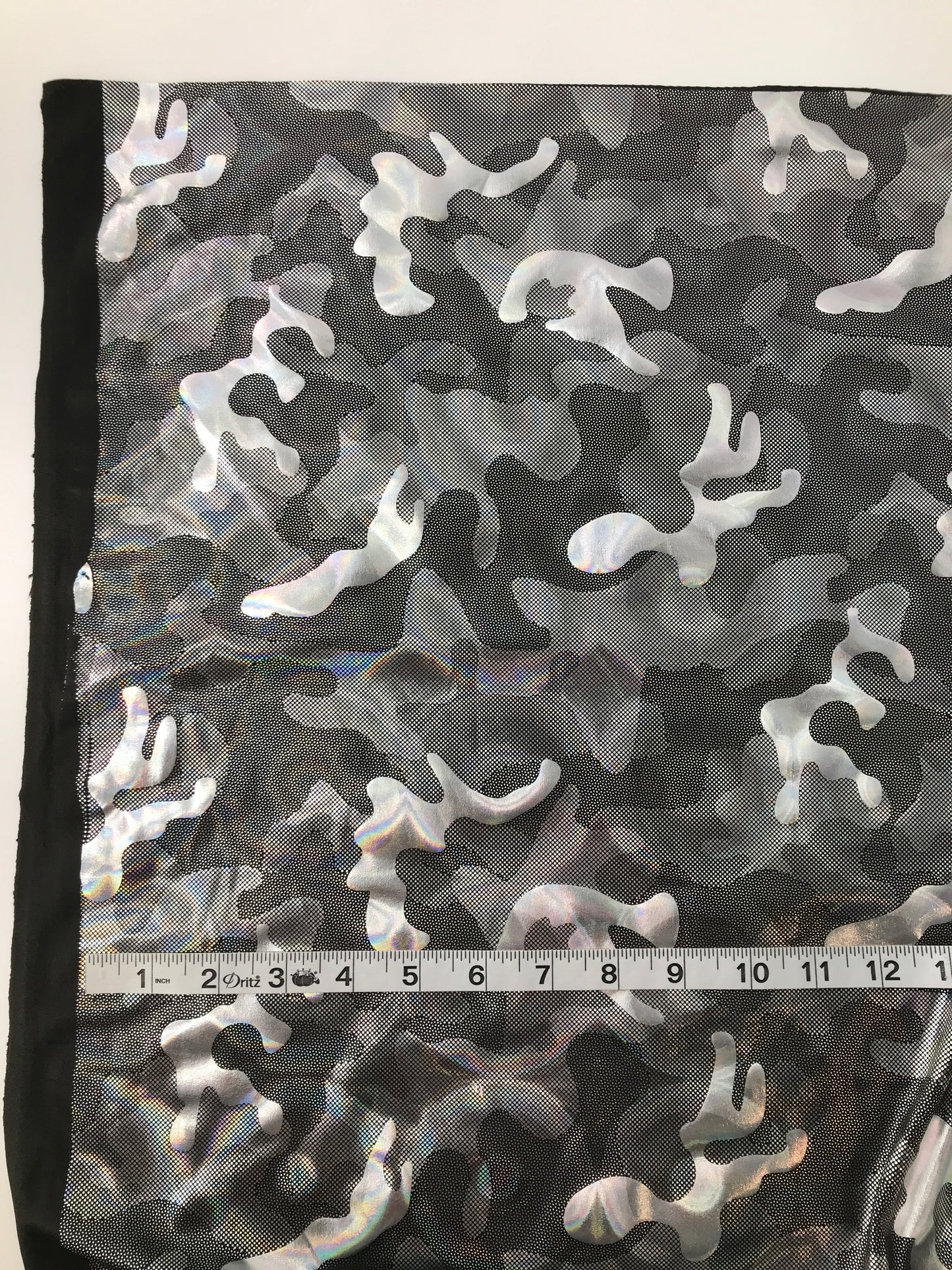 Polyester/Spandex Knit, Camouflage Hologram Print, Silver