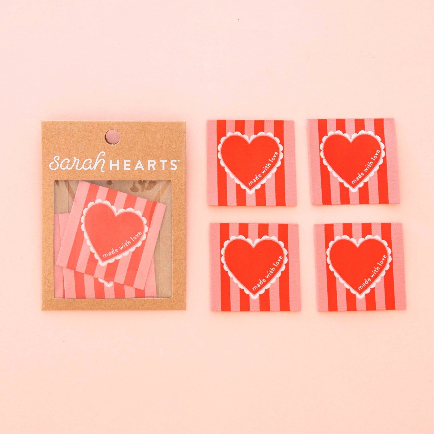 Sarah Hearts Labels, Made with Love Valentines Heart