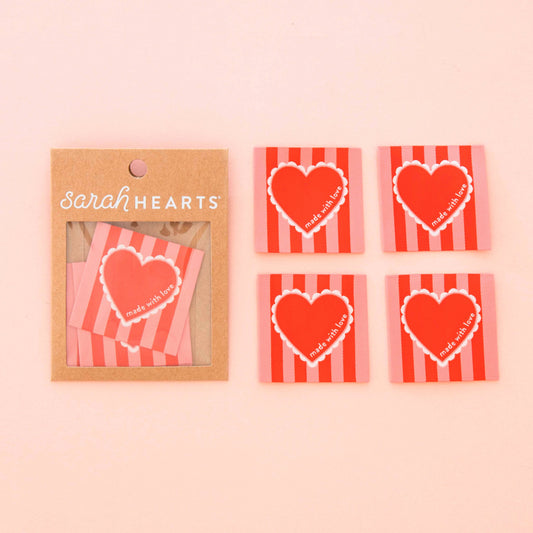 Sarah Hearts Labels, Made with Love Valentines Heart