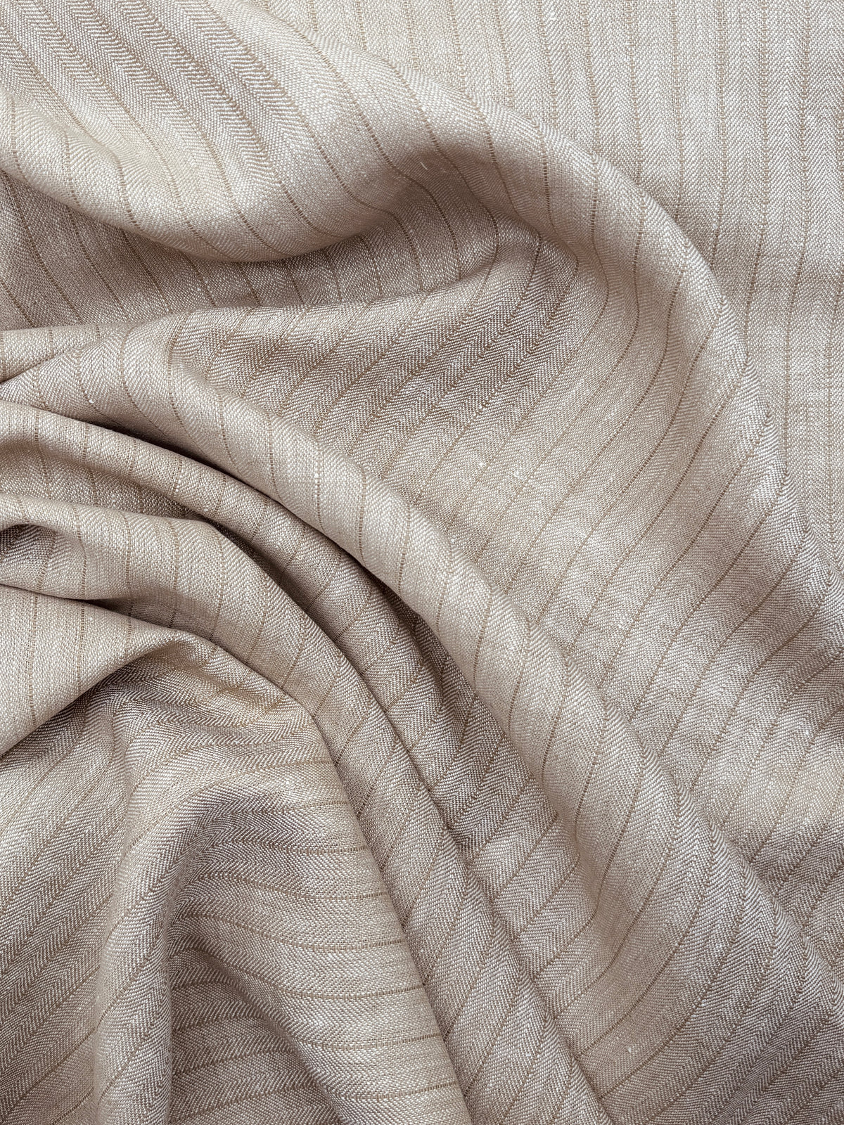 Herringbone Stripe Linen, Khaki