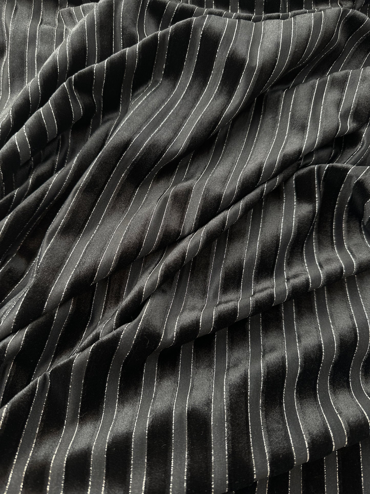 Polyester/Spandex Knit, Velvet Sheer Stripe, with Lurex, Black