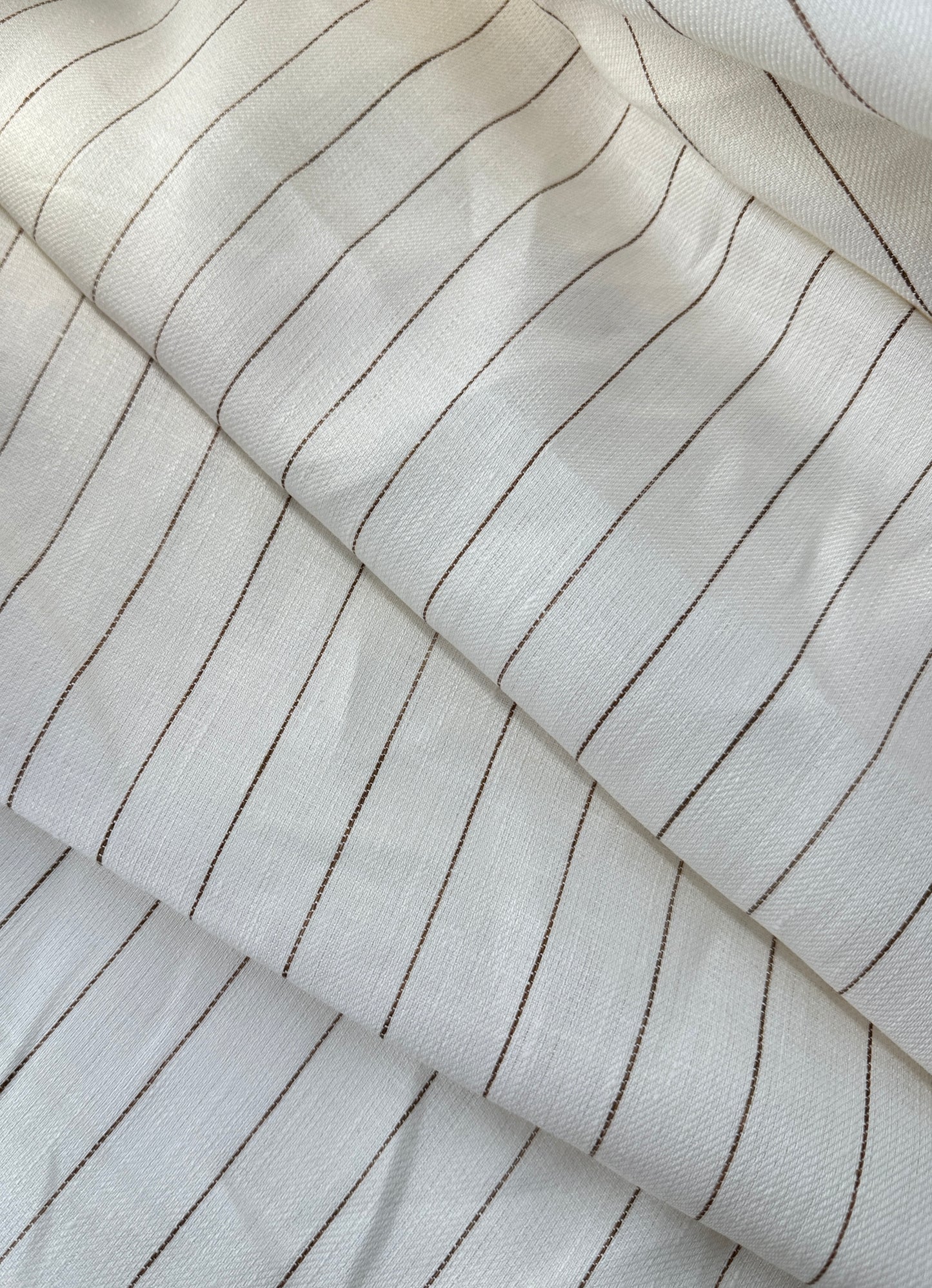 Linen Yarn Dye Skinny Stripe, Cream