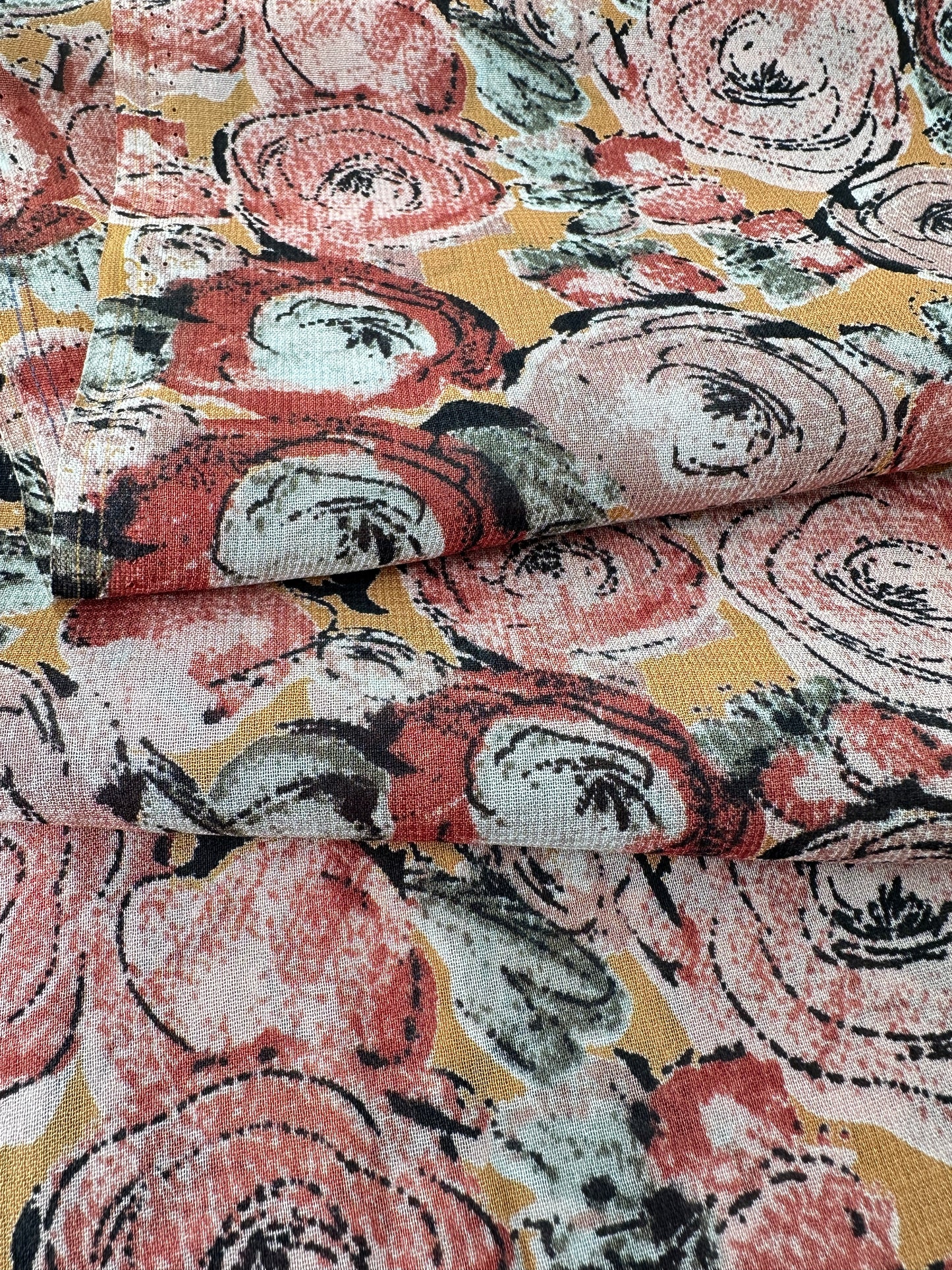 Rayon Chiffon Print, Floral, Peach