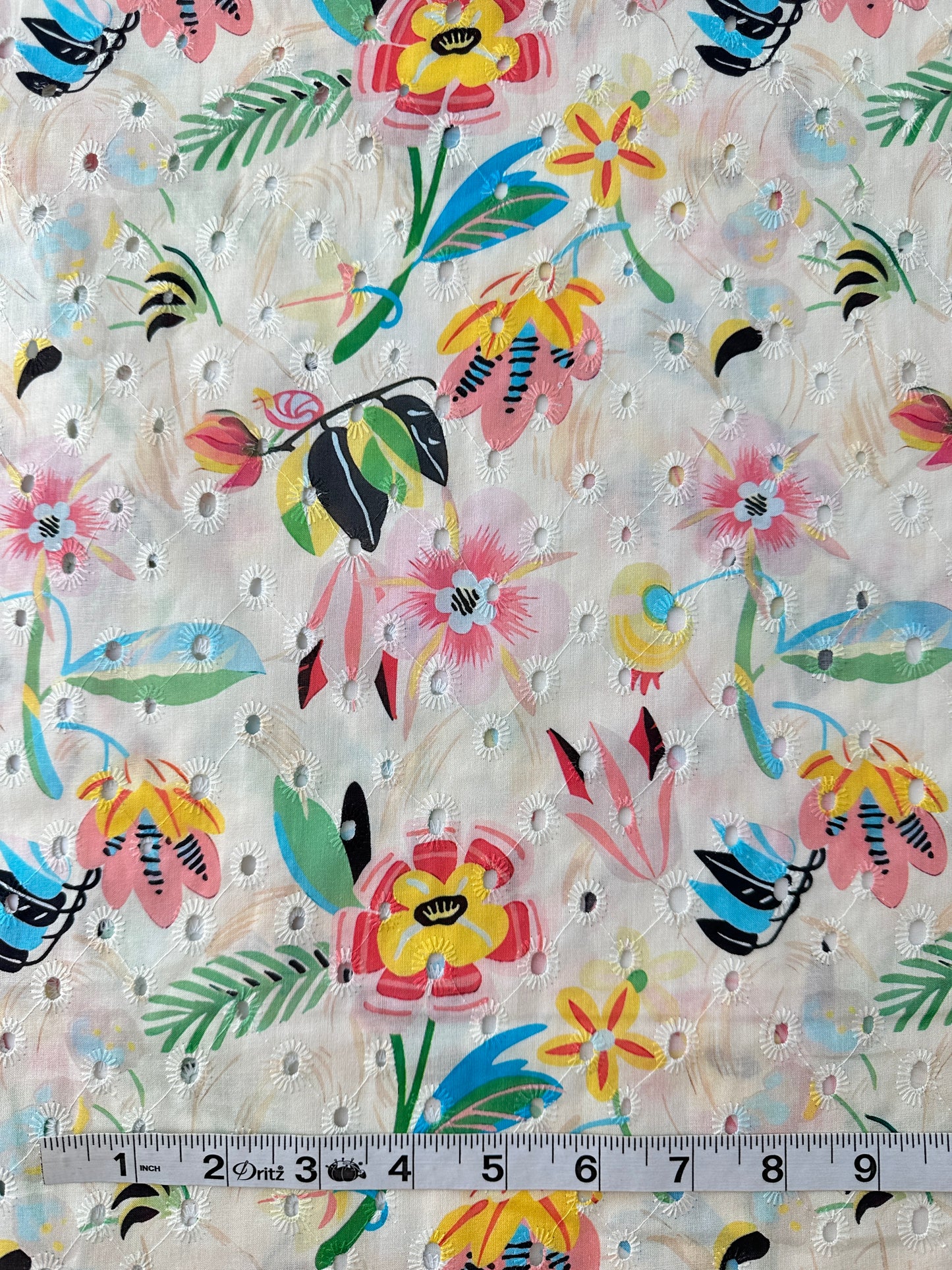 Cotton Lawn Eyelet Digital Print, Pop Floral, 3.1 oz