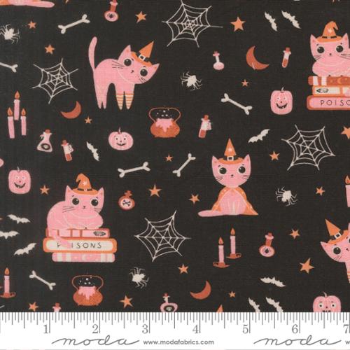 Moda Cotton Sheeting, Purrs and Boos - Black Cat