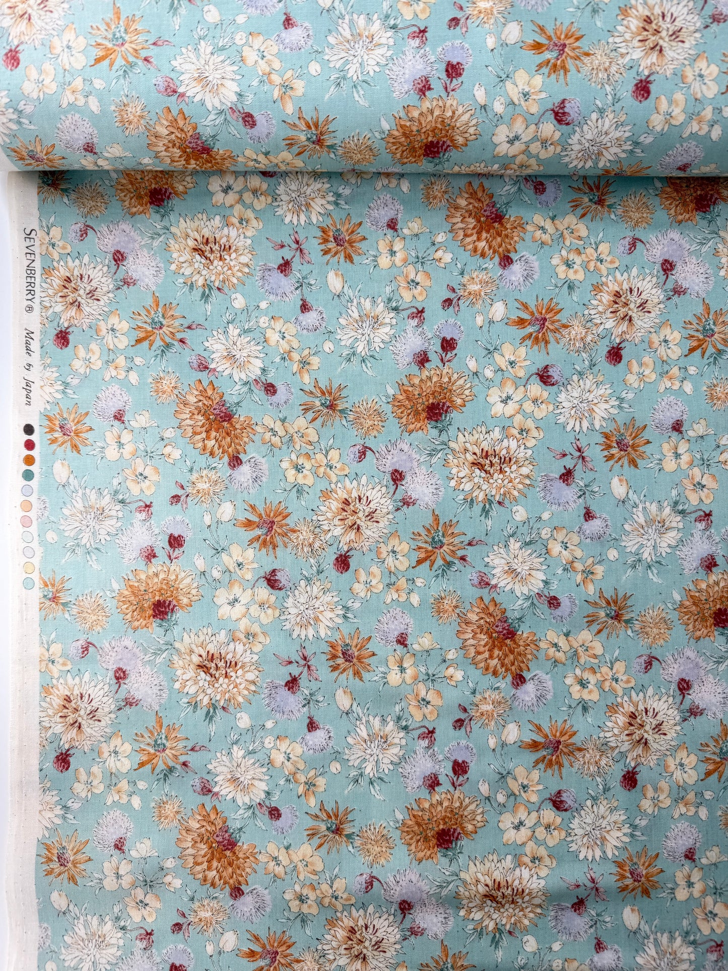 Sevenberry Cotton Shirting, Nostalgia Noble Aroma - Mint Orange