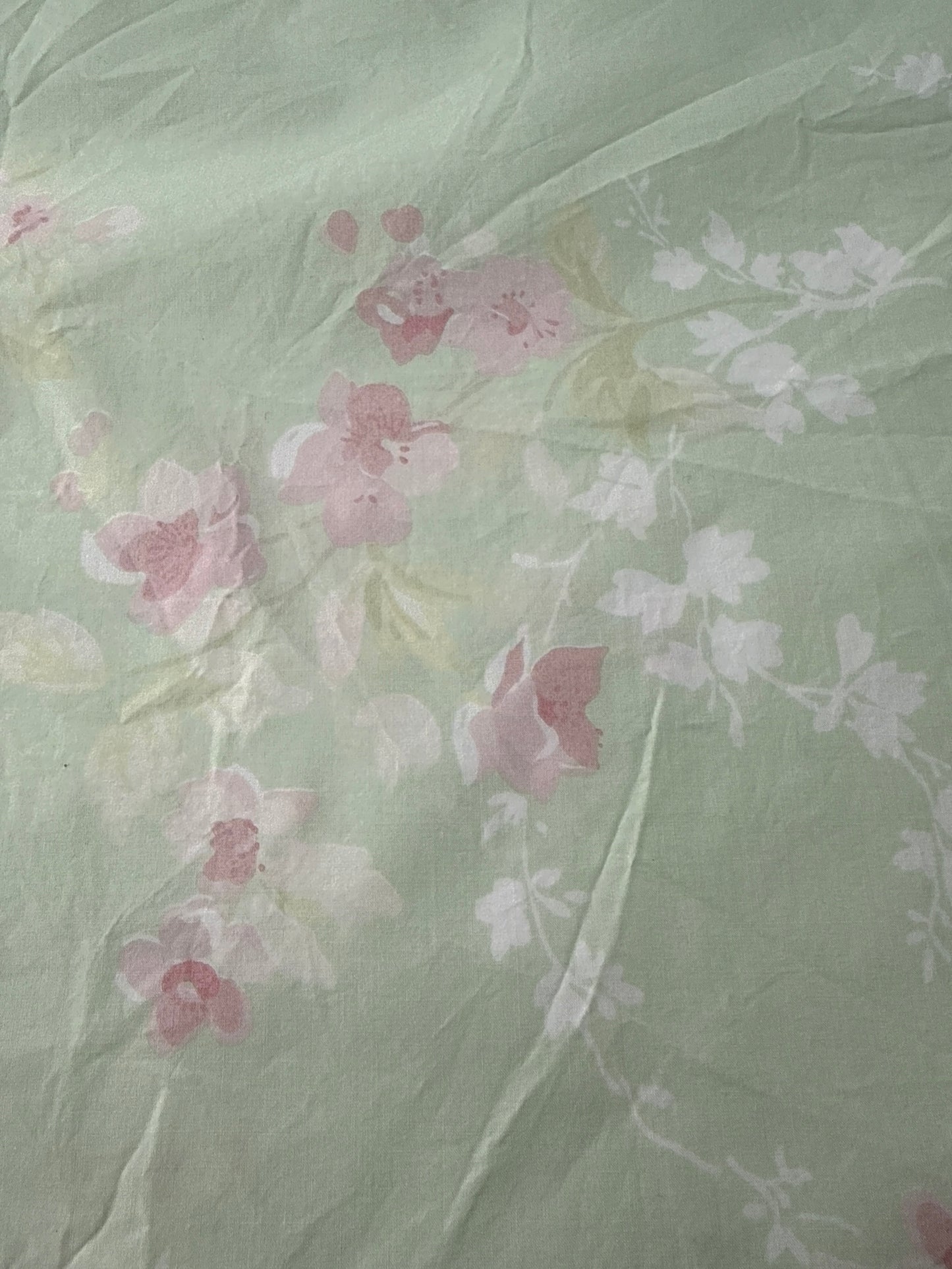 Cotton Poplin, Floral Print, Mint & Pink