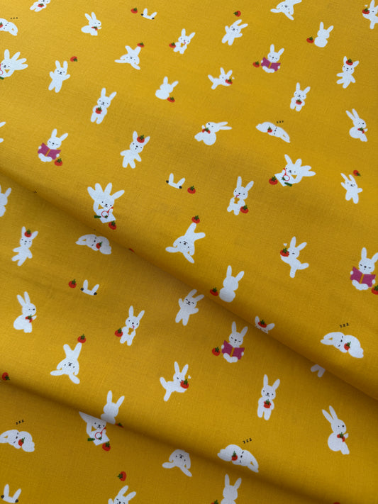 Ruby Star Society Cotton Sheeting, Persimmon - Bun E and Simmy - Dandelion