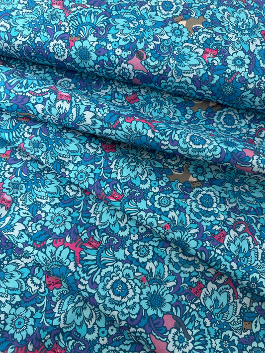 Cotton Sheeting, Elegant Kitties, Blue