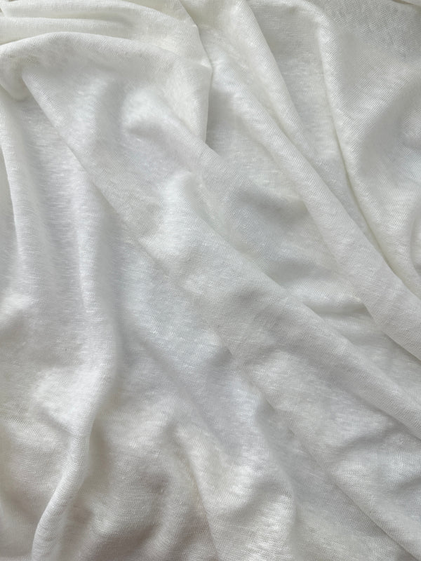 Linen Single Jersey – Gray/Ivory Stripe