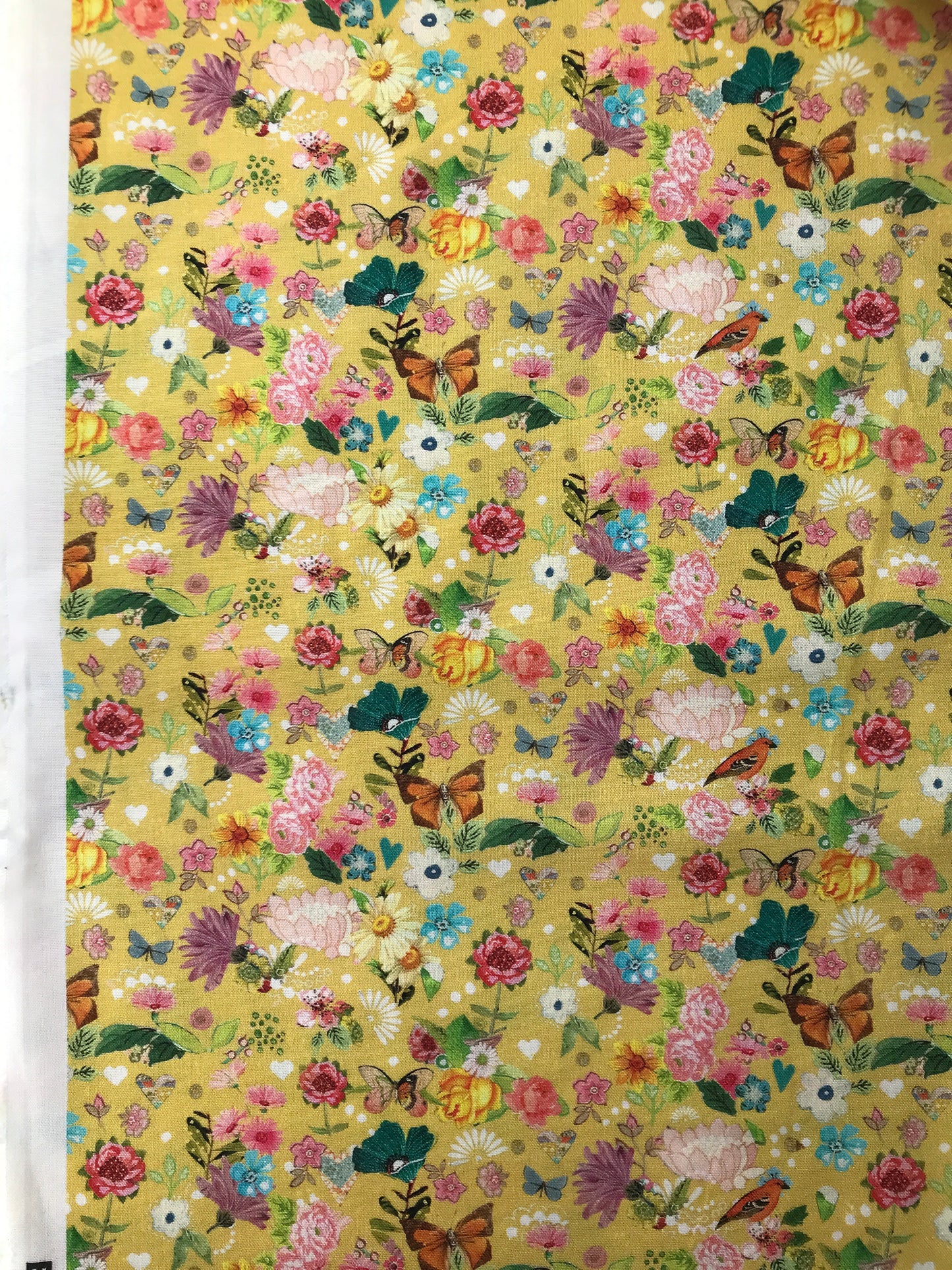 Cotton Sheeting, Sunshine Floral Citron