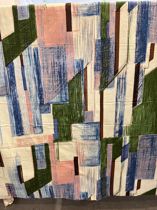Japanese Cotton Twill, Abstract Print, Blue/Green