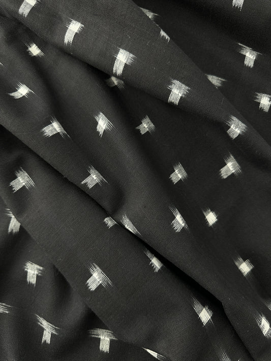 Handloom Ikat, Smudged Crosses, Black/White