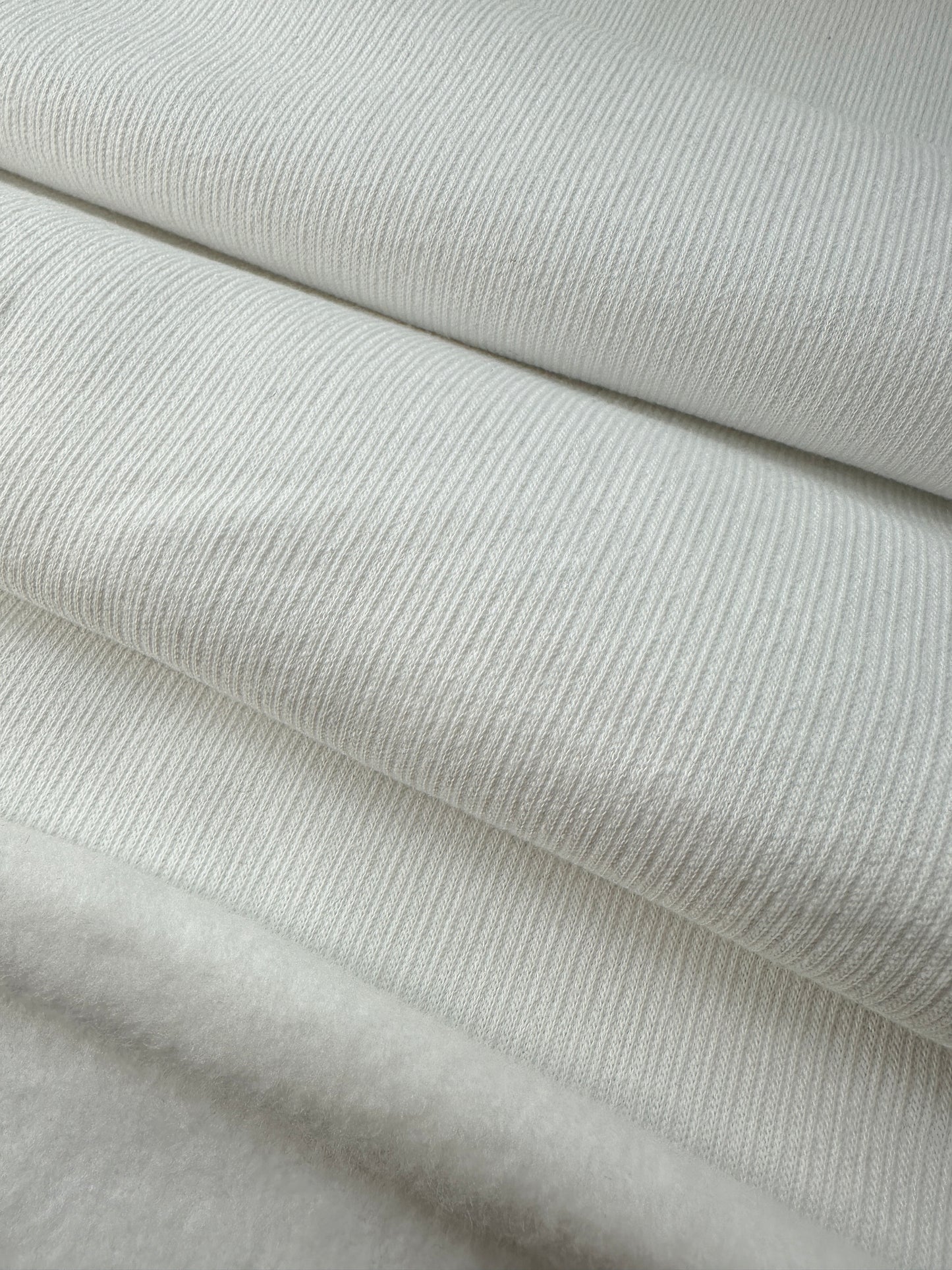 Sweatshirt Fleece, Cotton, Textured, White, 335 gsm.