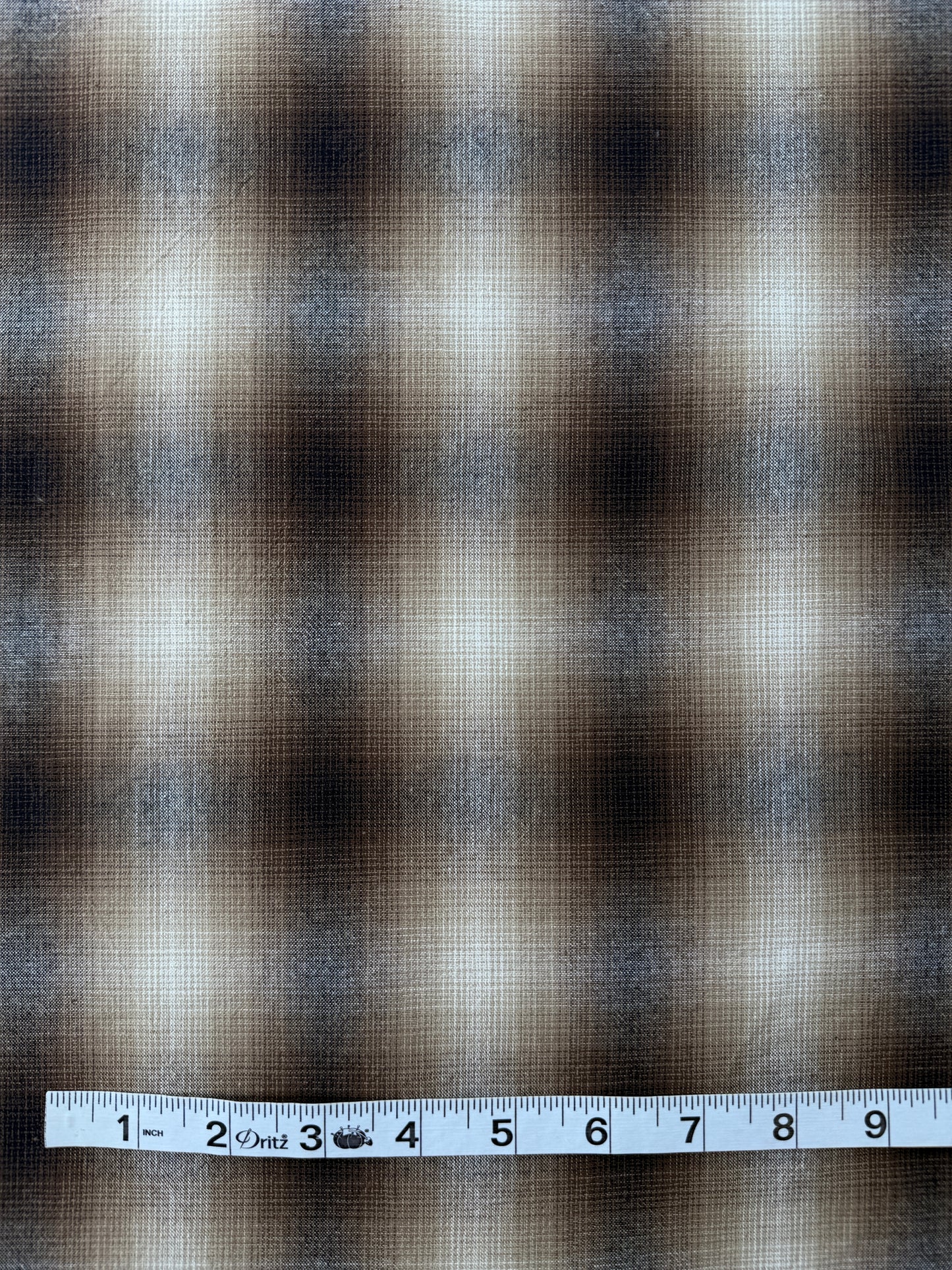 Japanese Cotton Yarn Dye Shirting, Brown Ombre Plaid
