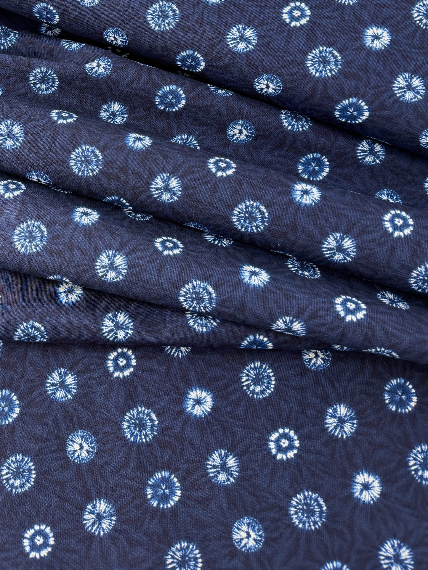 Sevenberry Cotton Shirting, Shibori Style - White Indigo Dots