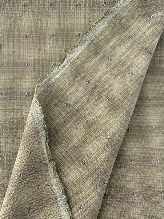 Japanese Cotton Yarn Dye Dobby, Bitter Check - Celery Ombre Plaid
