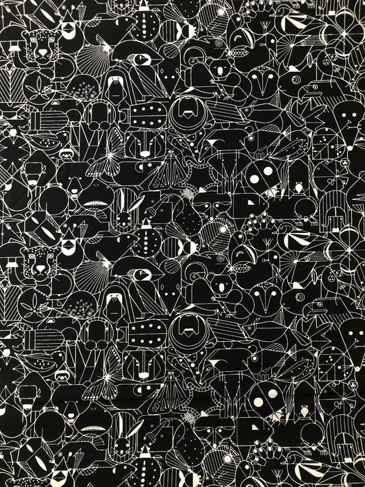 Birch Fabrics, Premium Organic Cotton, Charley Harper End Papers Black