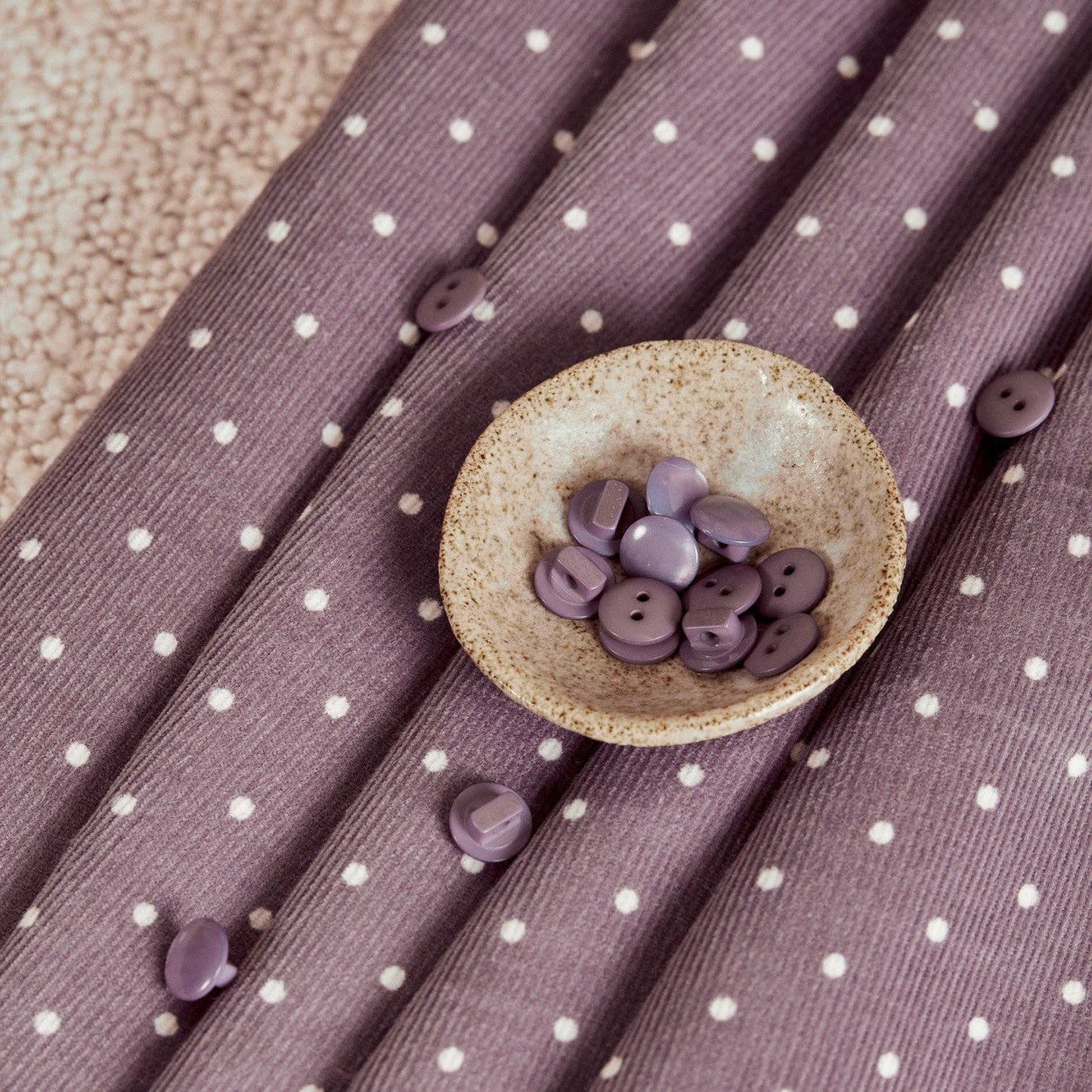Atelier Brunette Cotton Corduroy, 21 wale, Lavender Mini Dot