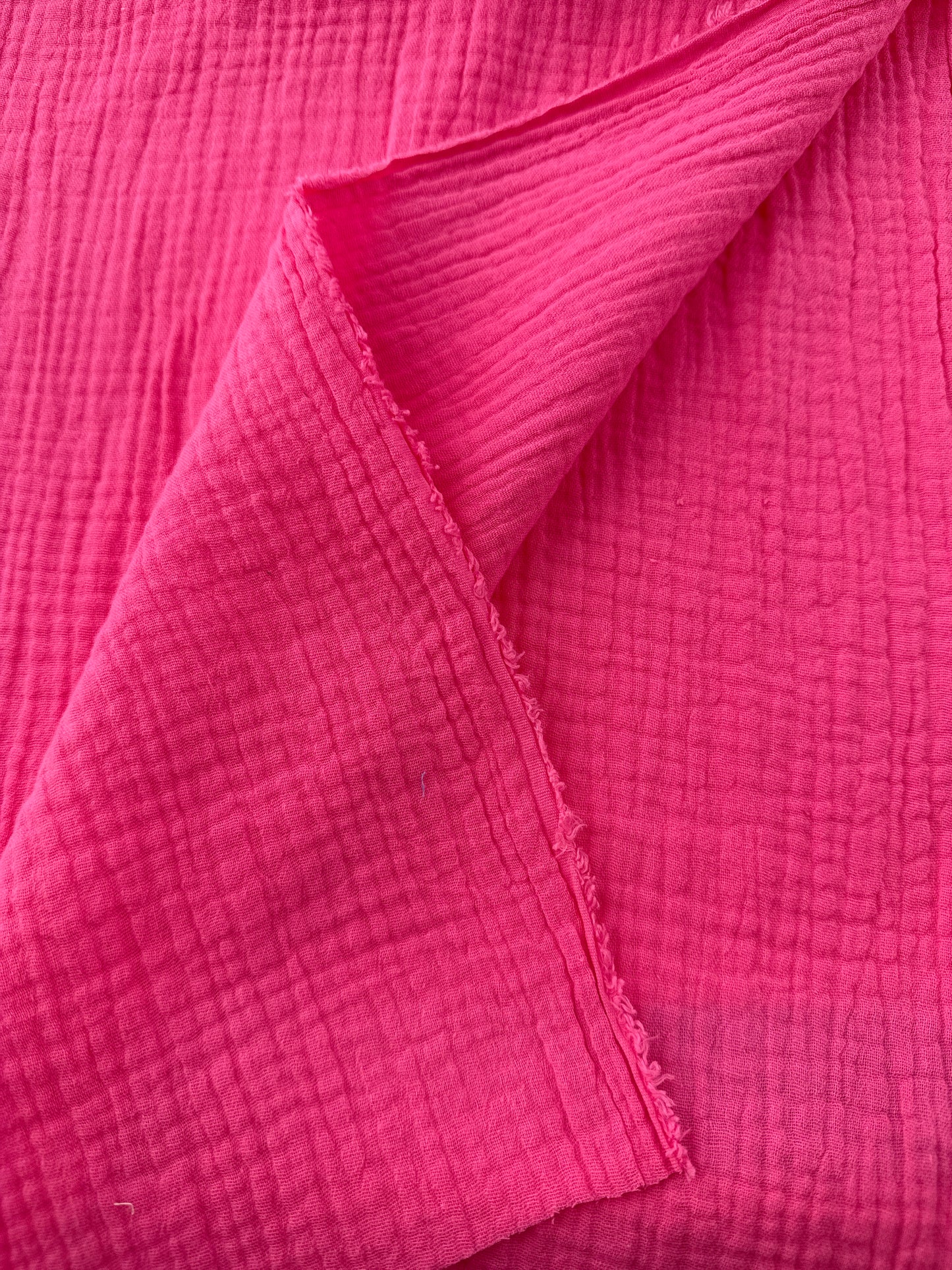 Cotton Double Gauze, Bubble Texture – Bright Pink