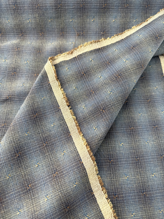 Japanese Cotton Yarn Dye Dobby, Bitter Check - Blue/Gray Ombre Plaid