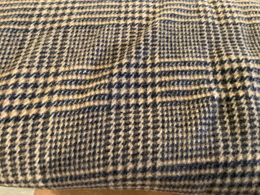 Italian Wool, Plaid, Camel/Gray/Creme