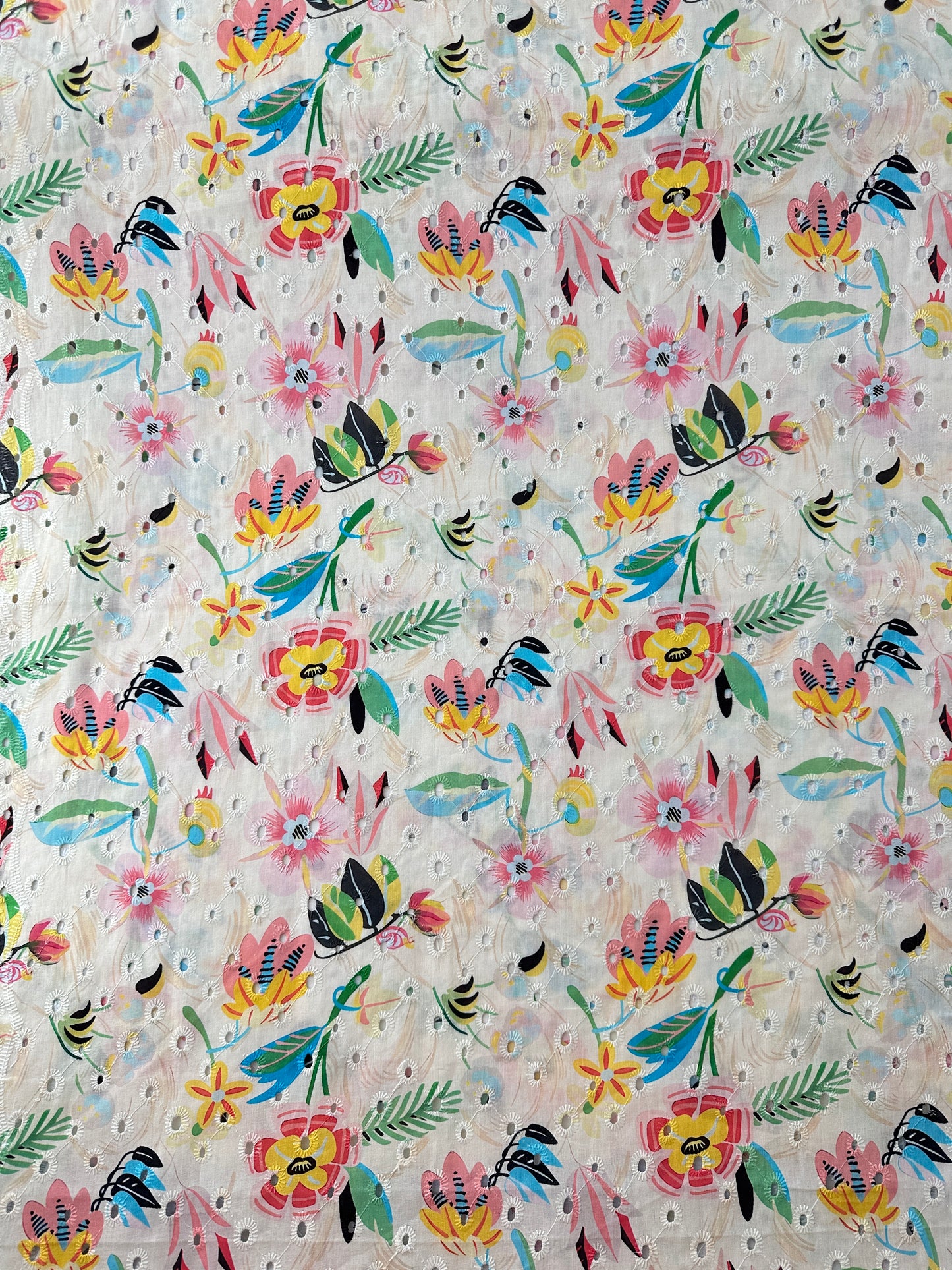 Cotton Lawn Eyelet Digital Print, Pop Floral, 3.1 oz