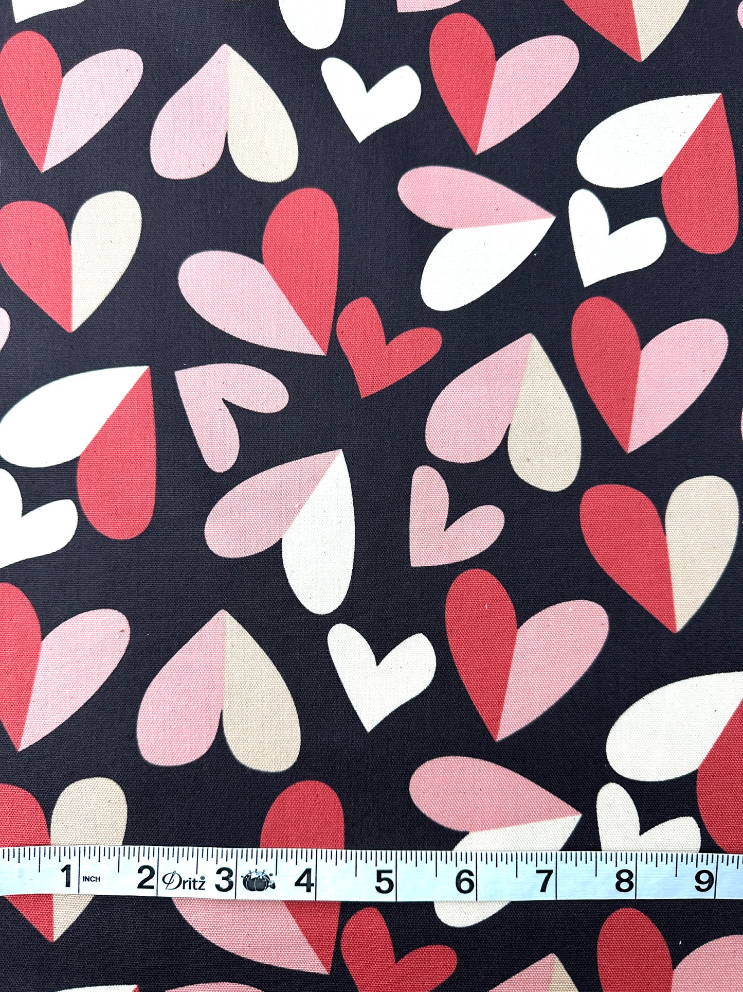 Kokka Cotton Oxford, Retro Charm Hearts – Creme
