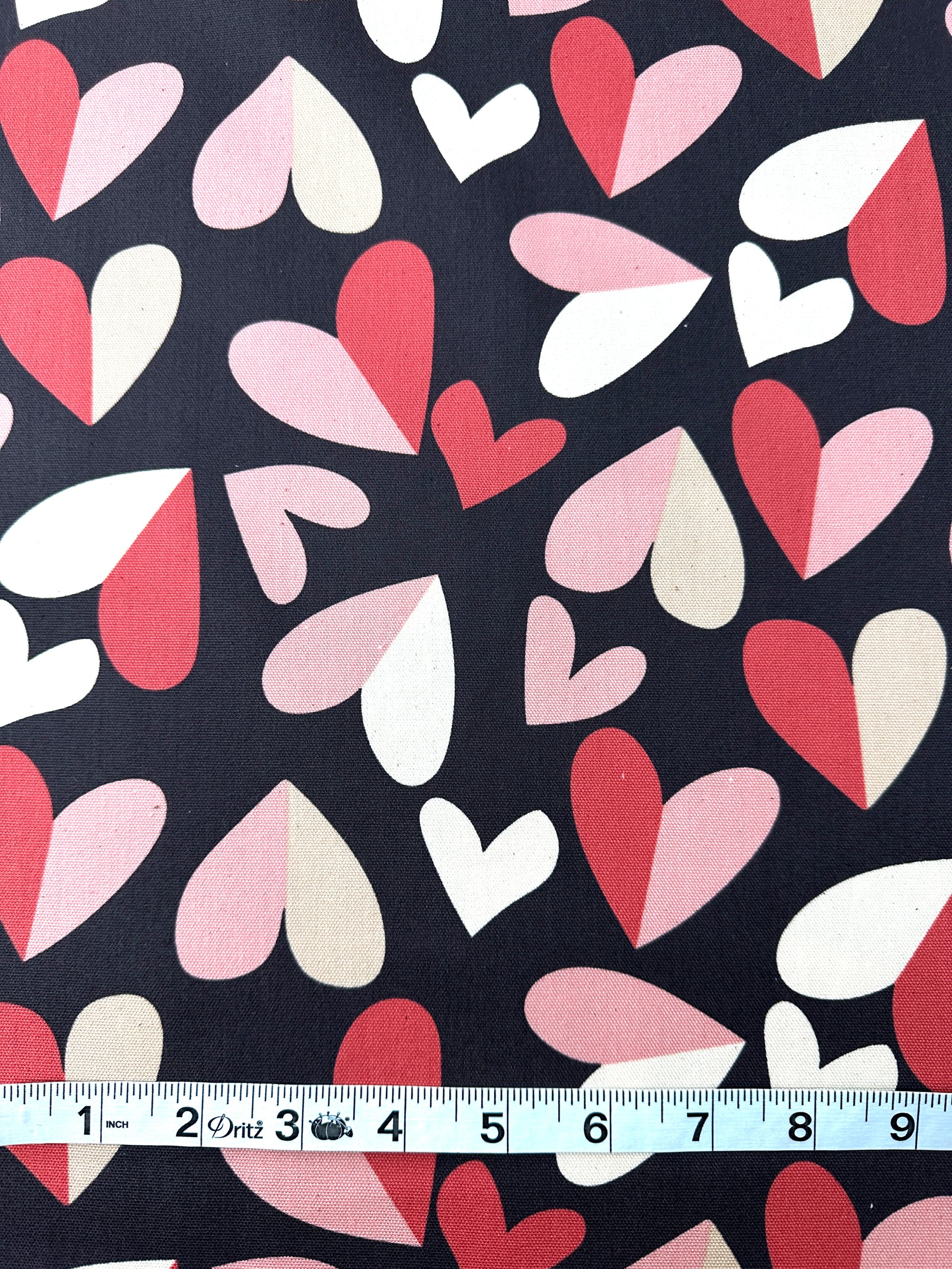 Kokka Cotton Oxford, Retro Charm Hearts – Creme