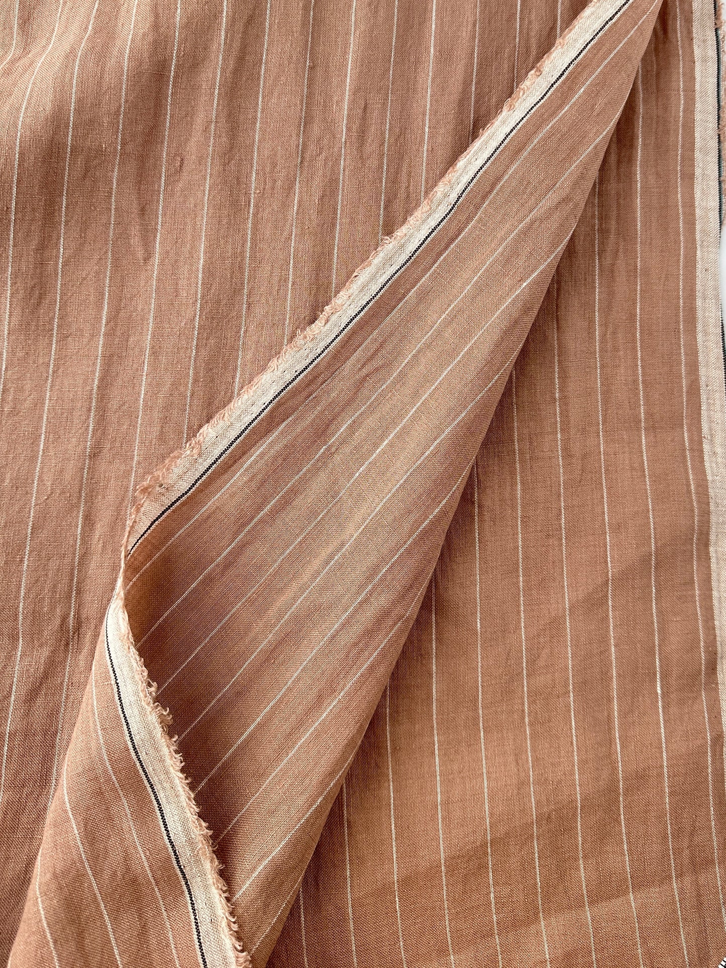 Linen Sheeting, Pin Stripe, Rose Gold