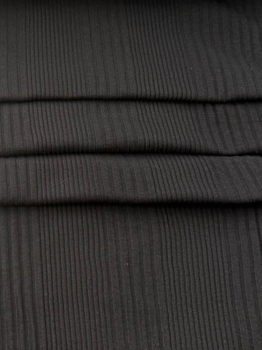 Cotton Variegated Rib, 132 gsm - Black