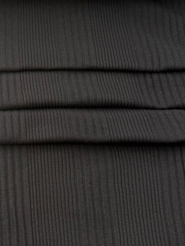 Cotton Variegated Rib, 132 gsm - Black