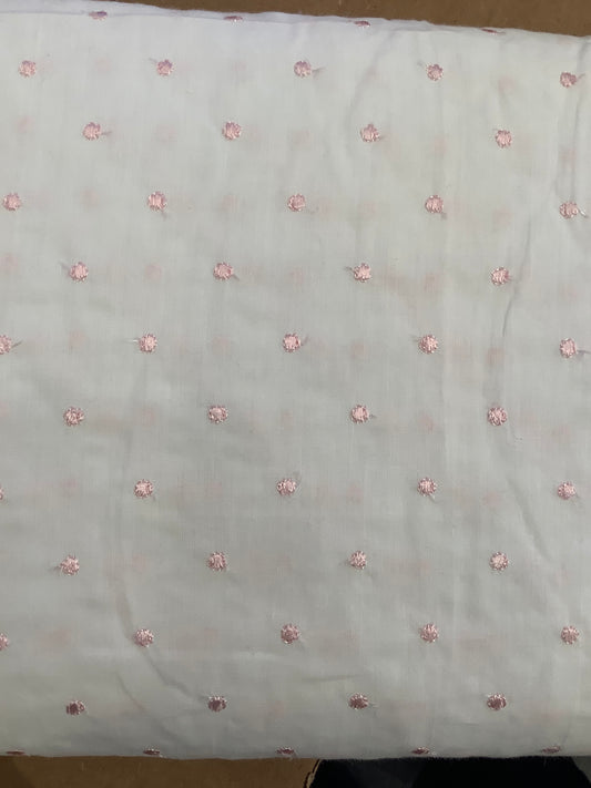 Cotton Lawn, White/Pink Dot