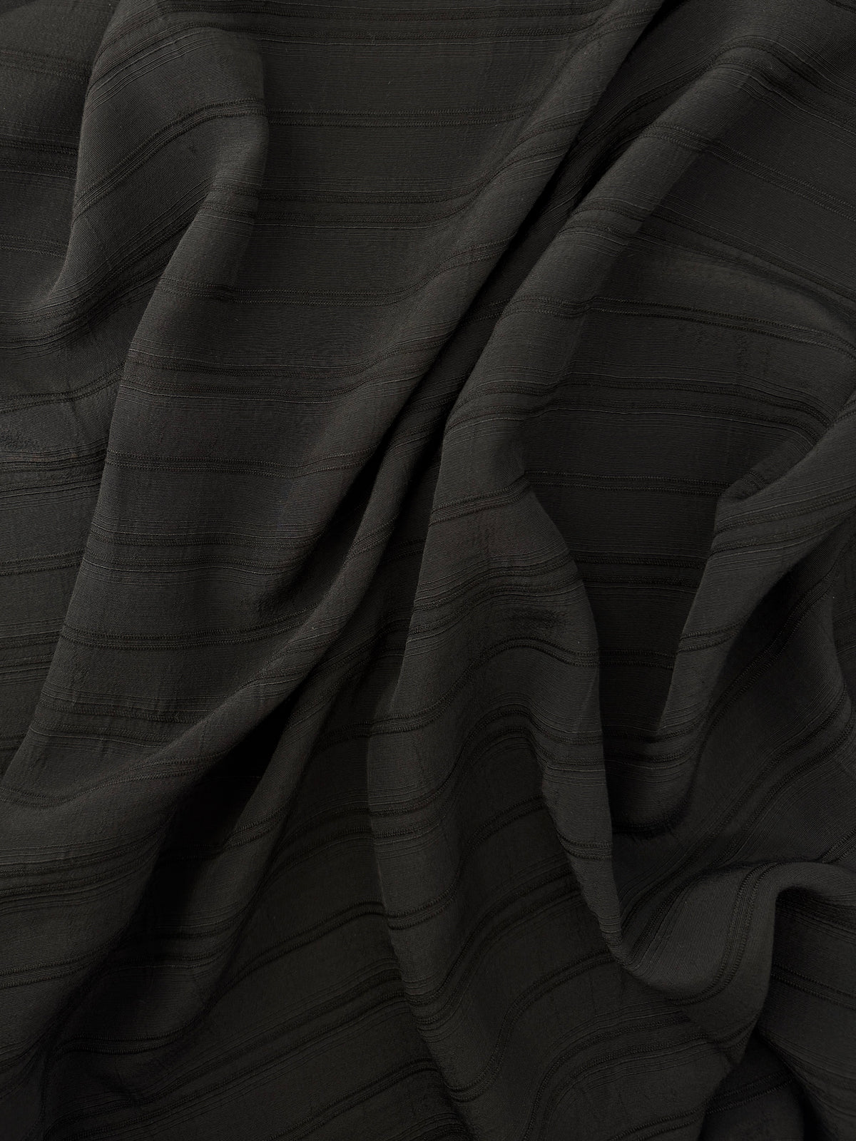 Rayon Jacquard, Horizontal Stripe - Black