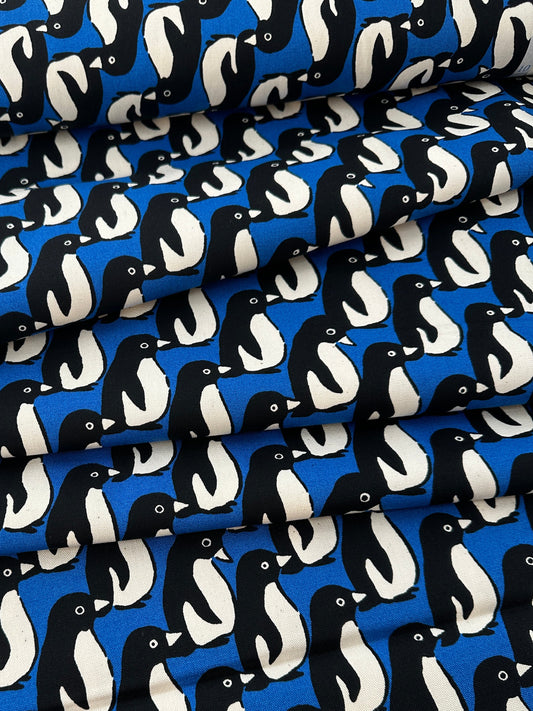 Sevenberry Cotton Oxford, Penguins, Blue