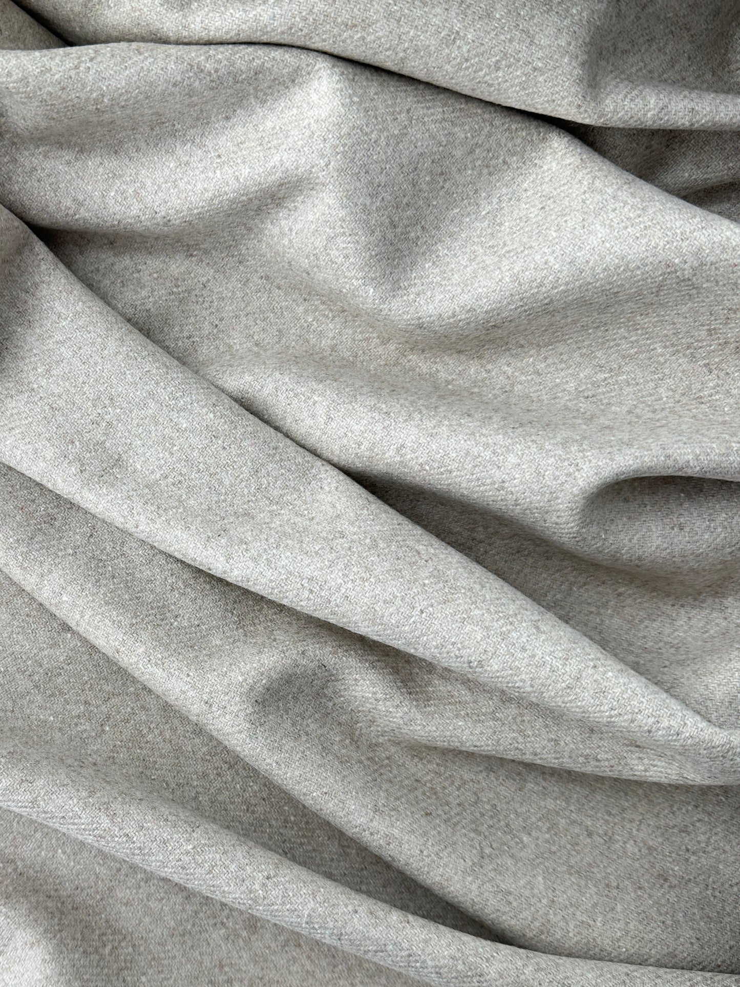 Wool Flannel, Herringbone Weave, Oatmeal, 7.41 oz