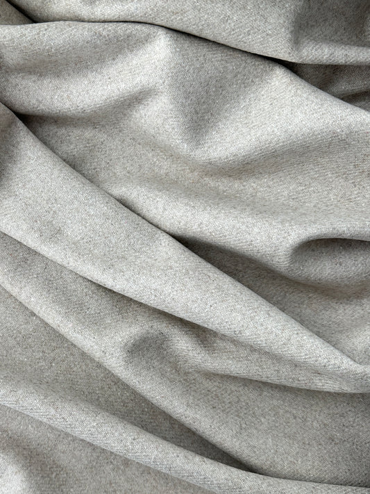 Wool Flannel, Herringbone Weave, Oatmeal