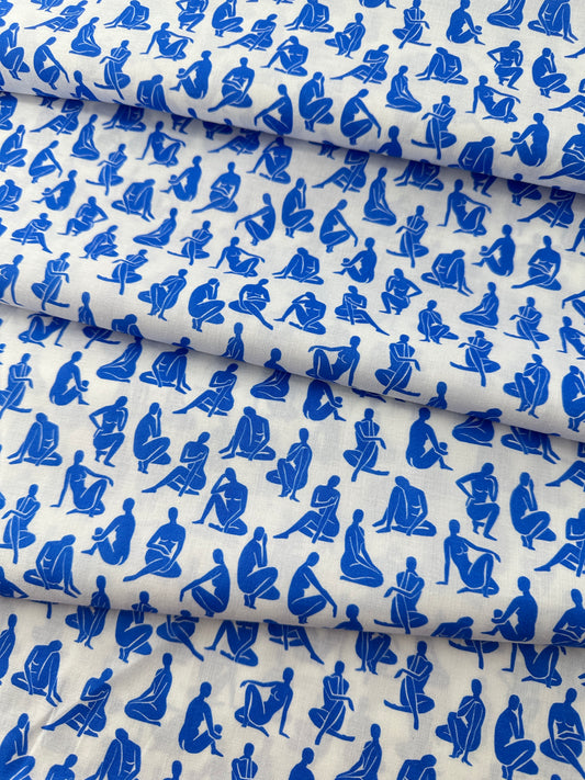 Italian Cotton Lawn, Blue Muse Silhouettes